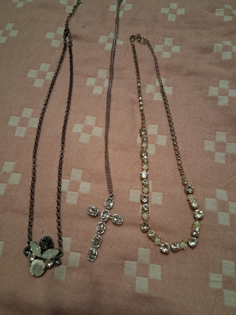 Sorrelli Clear Crystal Necklace Trio with Silver and Gold Chains